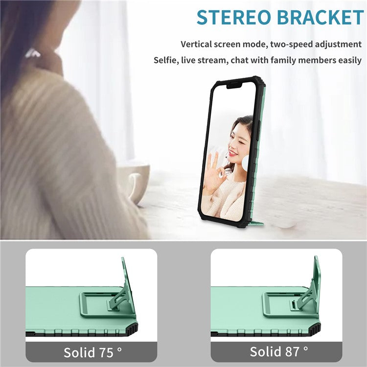 For iPhone 16 Plus Case Camera Slider PC + TPU Phone Cover with Kickstand - Baby Blue