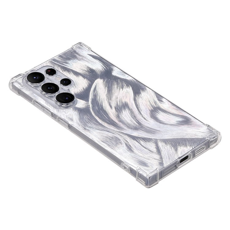 For Samsung Galaxy S24 Ultra Case Drop-proof TPU Phone Cover with Card Paper - Aurora Feather