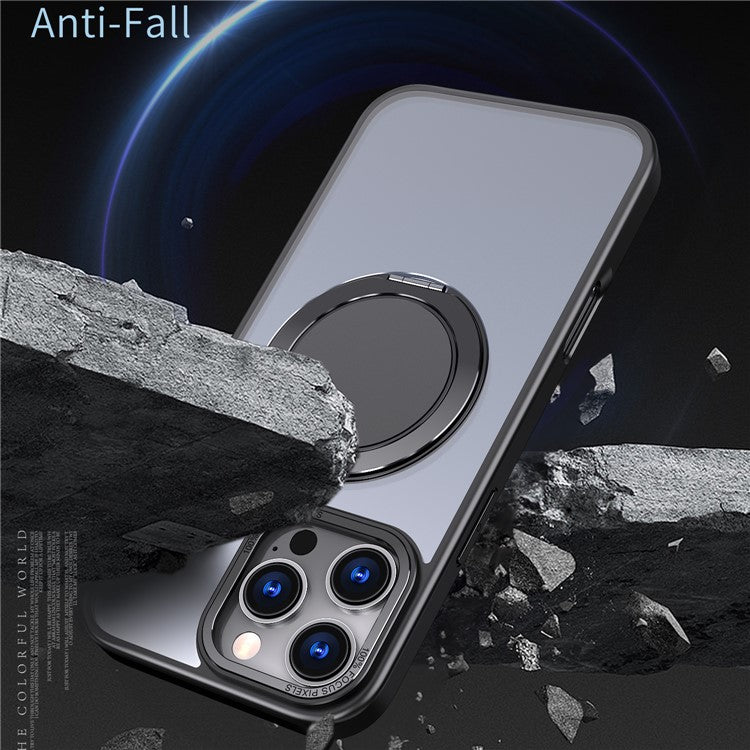 For iPhone 16 Pro Case Compatible with MagSafe TPU+PC Kickstand Phone Cover - Black