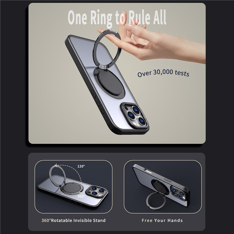 For iPhone 16 Pro Case Compatible with MagSafe TPU+PC Kickstand Phone Cover - Black