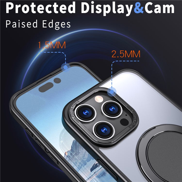 For iPhone 16 Pro Case Compatible with MagSafe TPU+PC Kickstand Phone Cover - Black