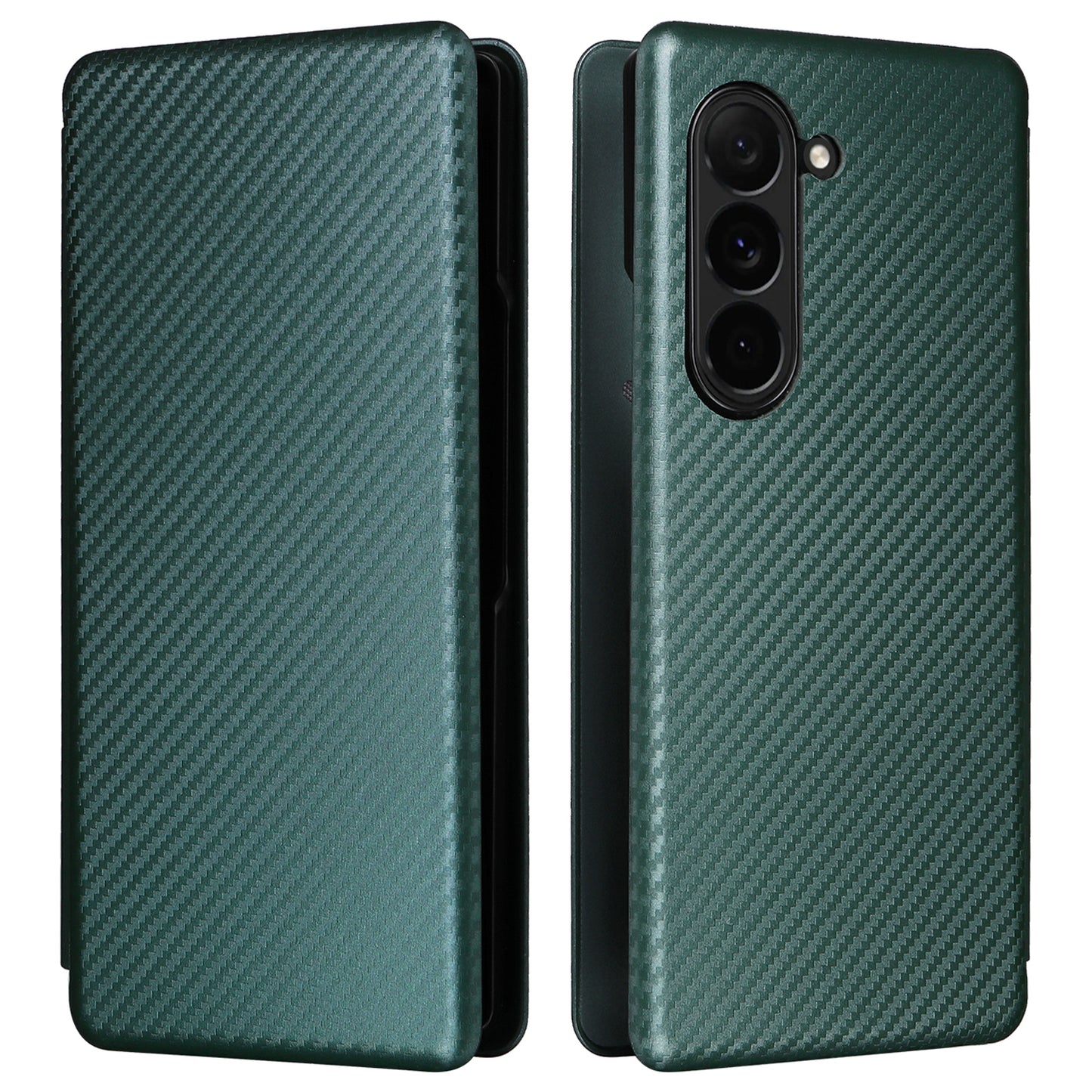 For Samsung Galaxy Z Fold6 5G Case Card Holder Stand PU Leather Phone Cover - Green