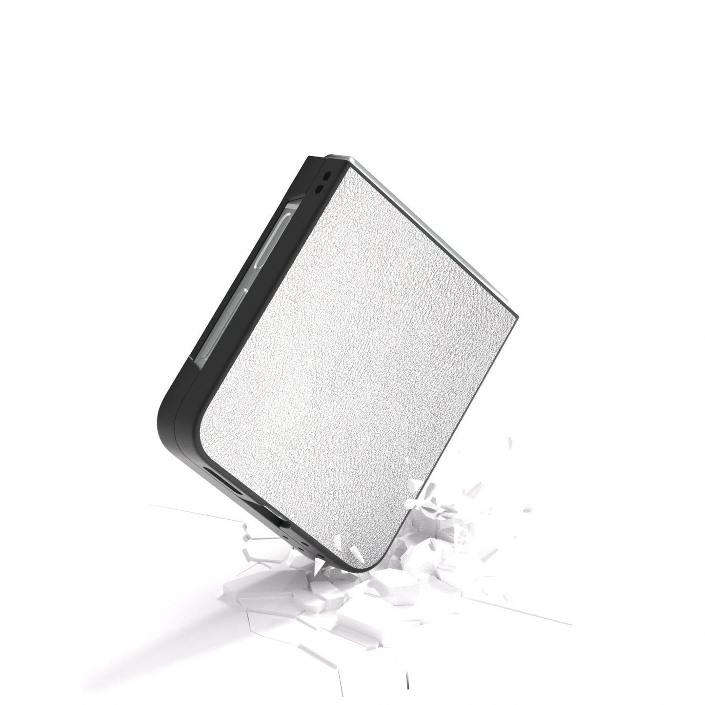 For Samsung Galaxy Z Flip6 5G Case PU Leather Coated Hard PC Folding Phone Cover - Silver