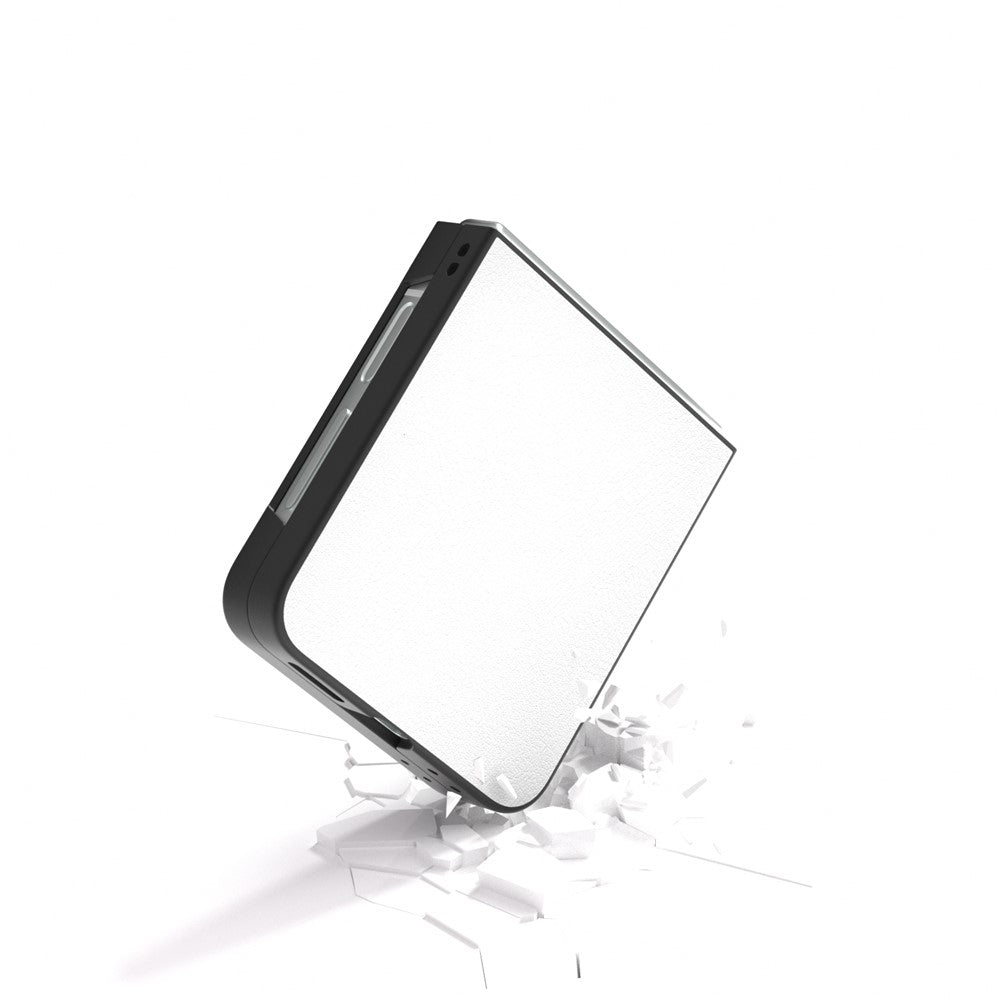 For Samsung Galaxy Z Flip7 FE 5G / Z Flip6 5G Case PU Leather Coated Hard PC Folding Phone Cover - White