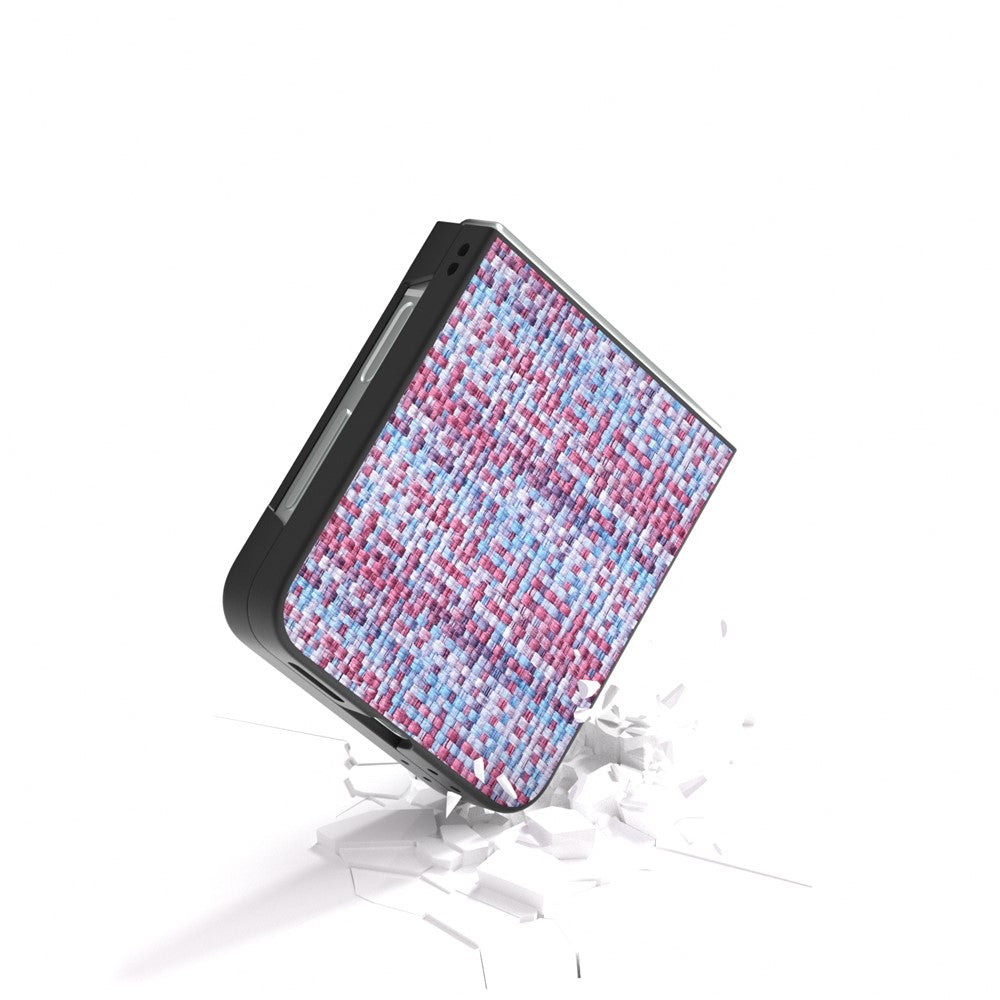 For Samsung Galaxy Z Flip7 FE 5G / Z Flip6 5G Case Plaid Texture Leather+PC Folding Phone Cover - Purple