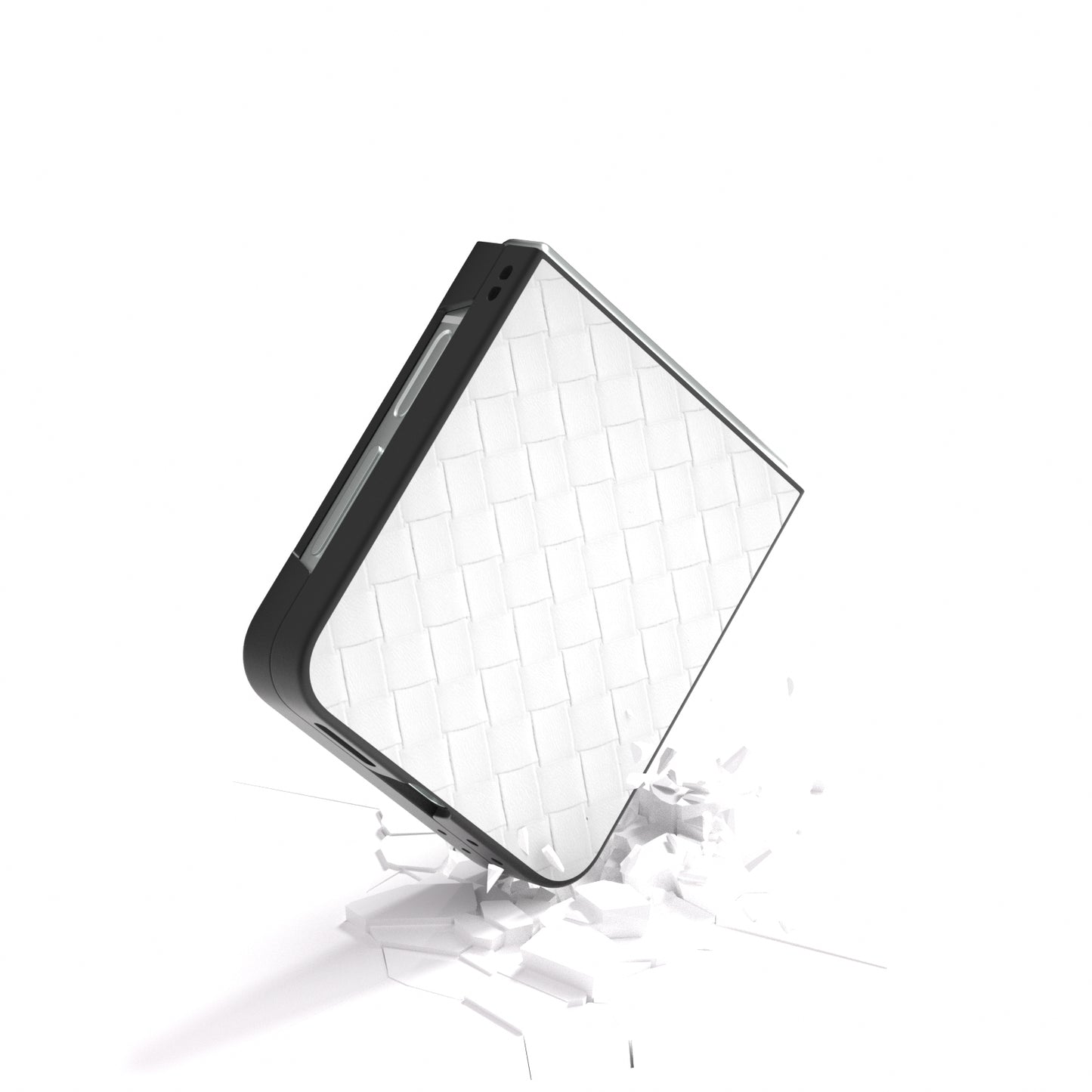 For Samsung Galaxy Z Flip6 5G Case Woven Texture Leather+PC Protective Phone Cover - White