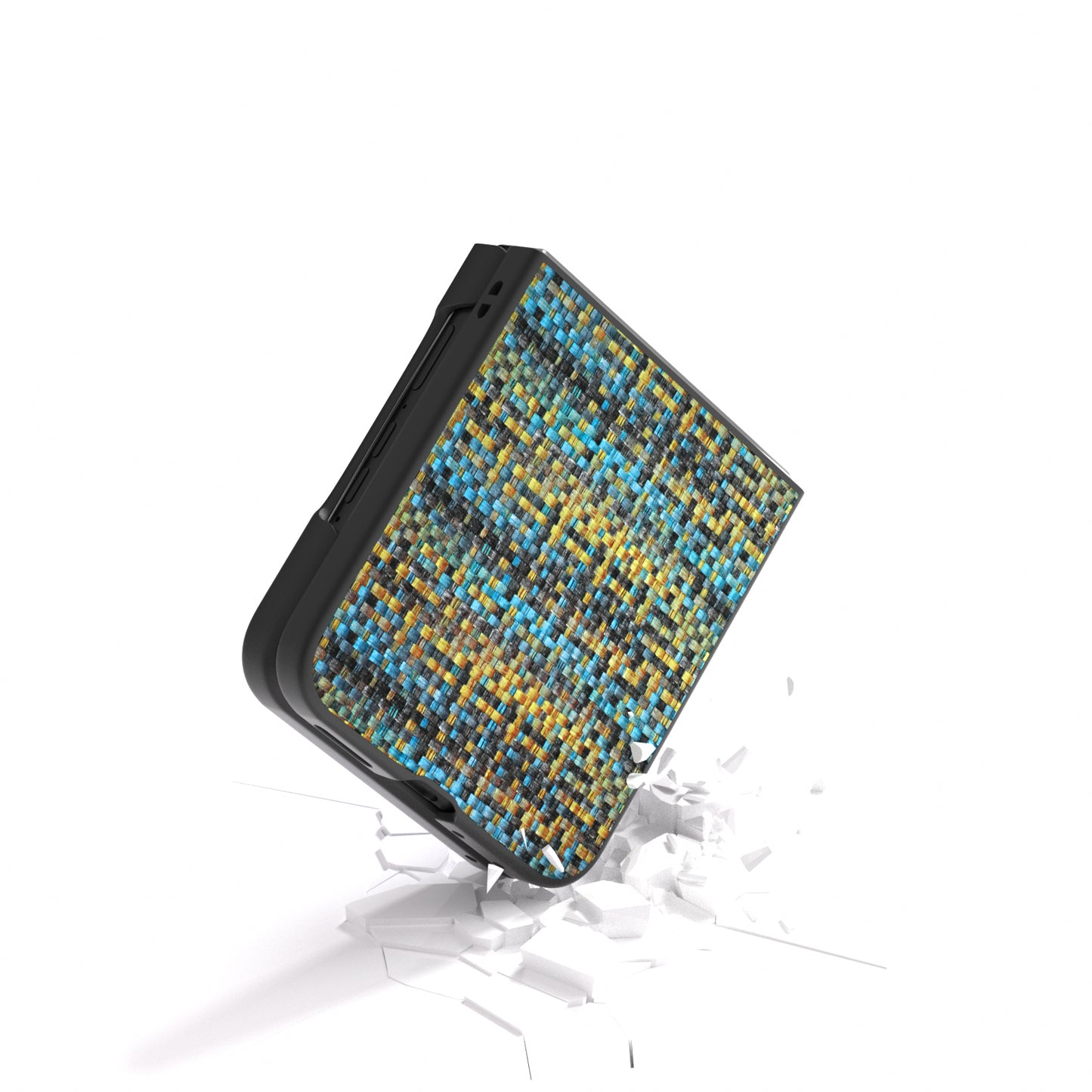 For Motorola Razr 50 Ultra 5G Case Plaid Texture Leather Coated PC Phone Cover - Gold