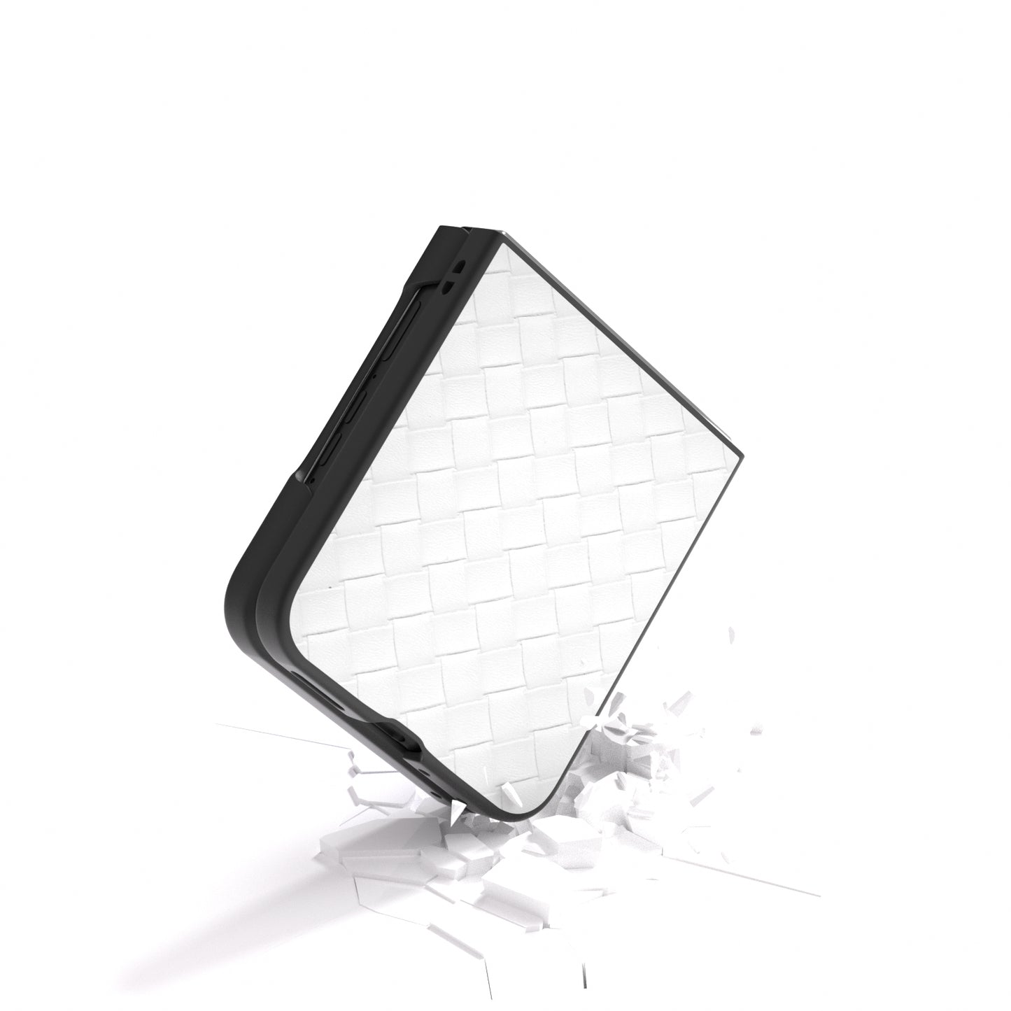 For Motorola Razr 50 Ultra 5G Case Woven Texture PU Leather Coated PC Folding Phone Cover - White