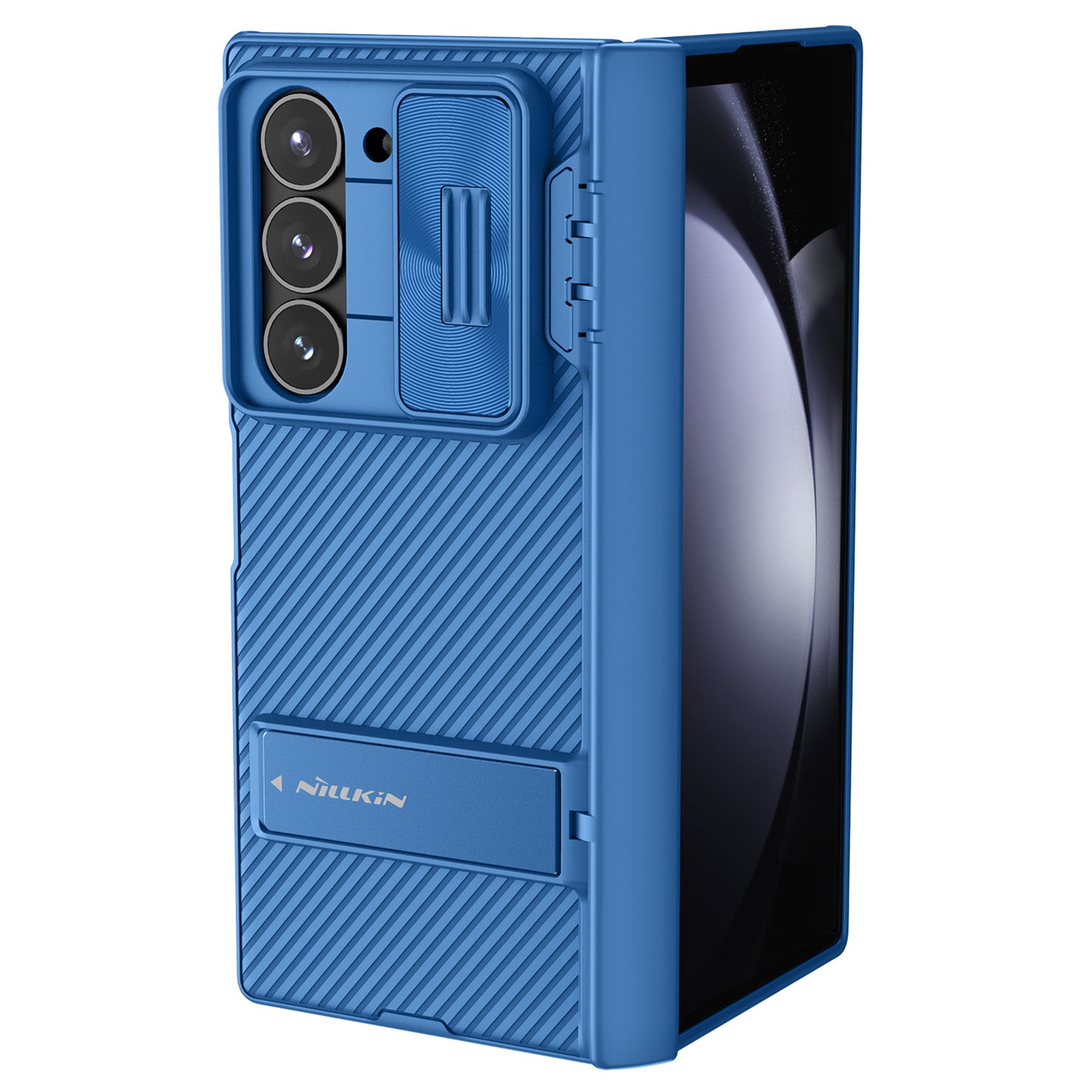 NILLKIN CamShield Fold Case for Samsung Galaxy Z Fold6 5G TPU+PC Kickstand Phone Cover Slide Camera Lid - Blue