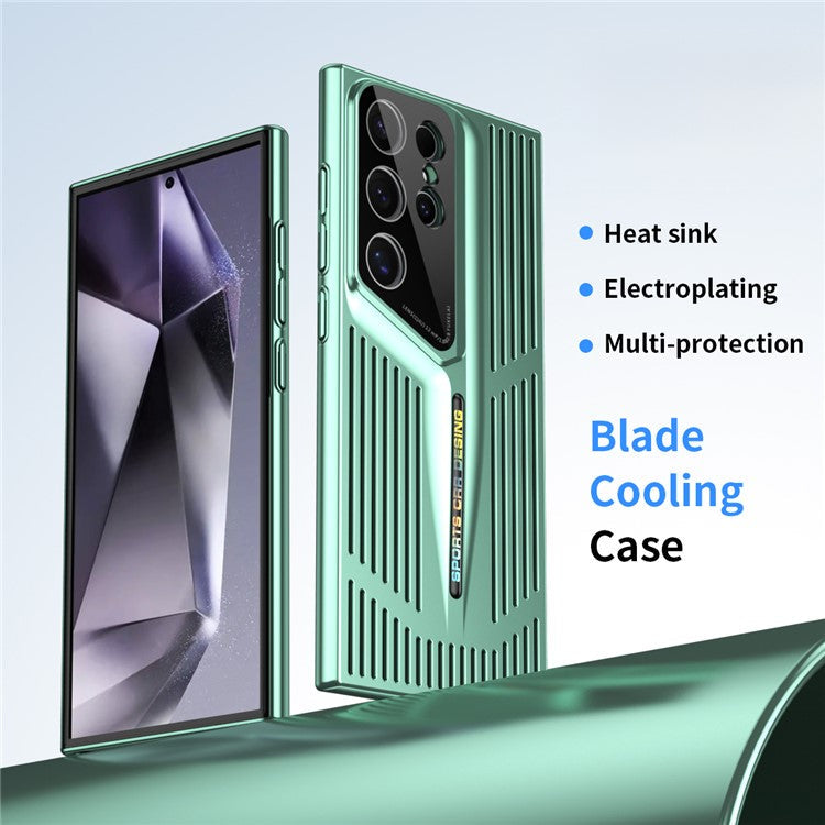 For Samsung Galaxy S22 Ultra 5G Case Heat Dissipation Hard PC Phone Cover Shockproof Protection - Green