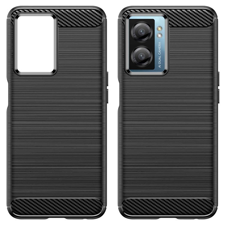For OnePlus Nord N20 SE 4G Carbon Fiber Texture Soft TPU Phone Case Anti-fingerprint Brushed Phone Cover - Black