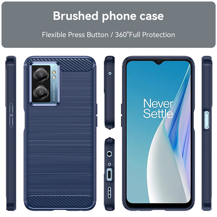 For OnePlus Nord N20 SE 4G Carbon Fiber Texture Soft TPU Phone Case Anti-fingerprint Brushed Phone Cover - Blue