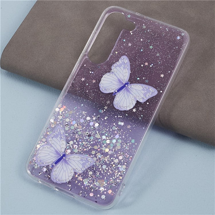 WANLONFENG AW Series for Samsung Galaxy S23+ Case PVC Butterfly TPU Phone Cover with Screen Protector - Purple