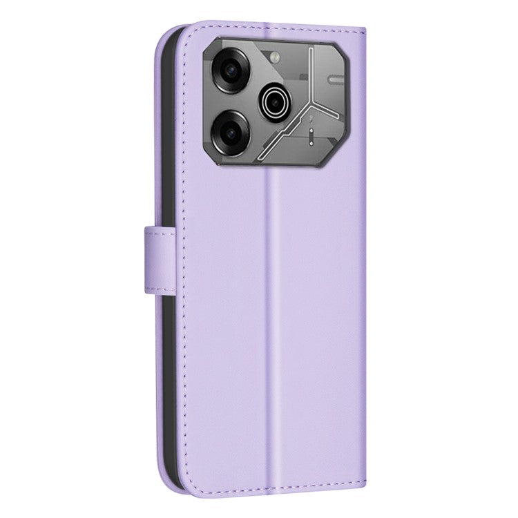 BINFEN COLOR BF34 for TECNO Pova 6 4G / Pova 6 Pro 5G Leather Case Square Grid Phone Cover - Light Purple