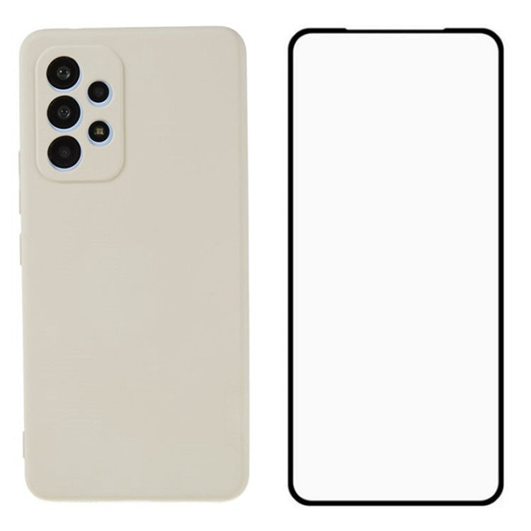 WANLONFENG RB2 Series for Samsung Galaxy A53 5G Case Precise Cutout TPU Phone Cover with Screen Film - White