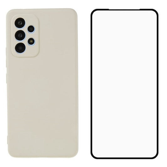 WANLONFENG RB2 Series for Samsung Galaxy A53 5G Case Precise Cutout TPU Phone Cover with Screen Film - White