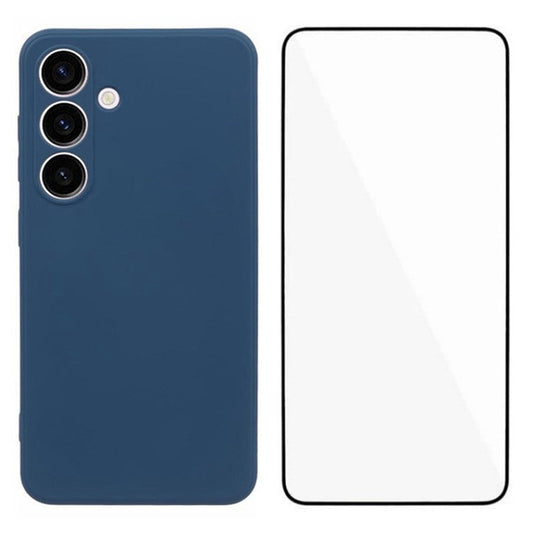 WANLONFENG RB2 Series for Samsung Galaxy S24+ Case Soft TPU Phone Cover with Screen Film (Precise Cutout) - Sapphire