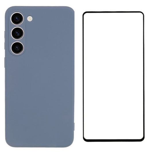 WANLONFENG RB2 Series for Samsung Galaxy S23 Case with Screen Film Soft TPU Phone Cover - Lavender Grey