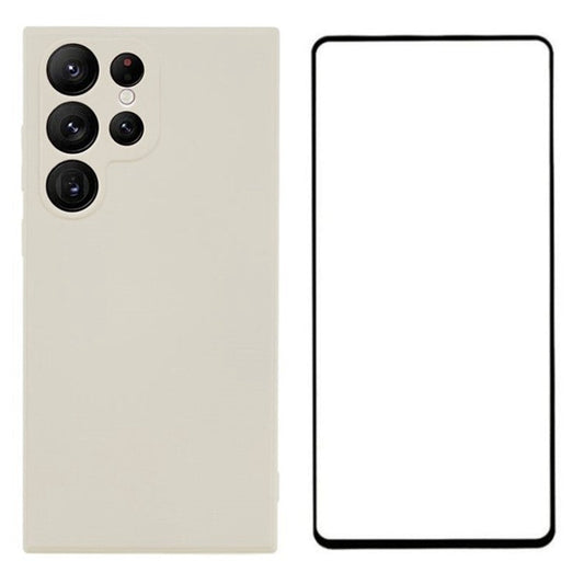 WANLONFENG RB2 Series for Samsung Galaxy S23 Ultra Case with Screen Protector Soft TPU Phone Cover - White