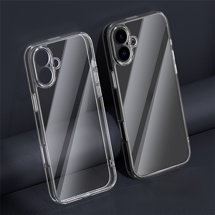 For iPhone 16 Plus Case TPU+Tempered Glass Transparent Phone Cover