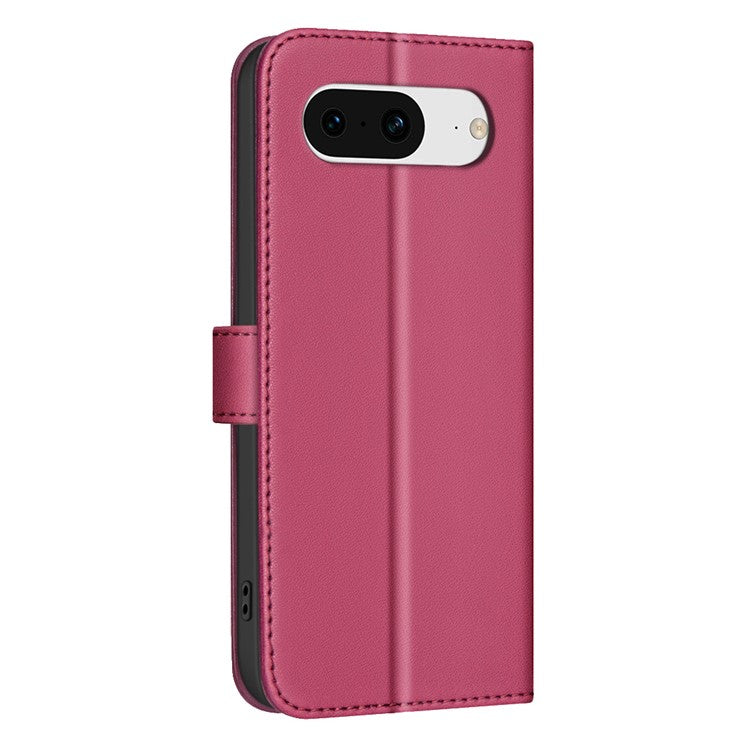 BINFEN COLOR BF34 for Google Pixel 8 Case Square Grid PU Leather Folio Flip Cover - Red