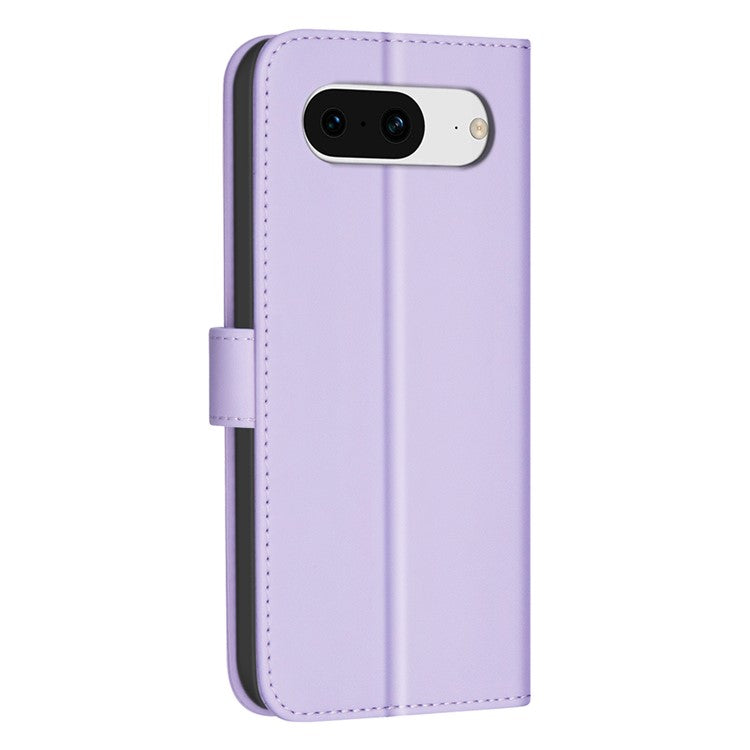 BINFEN COLOR BF34 for Google Pixel 8 Case Square Grid PU Leather Folio Flip Cover - Light Purple