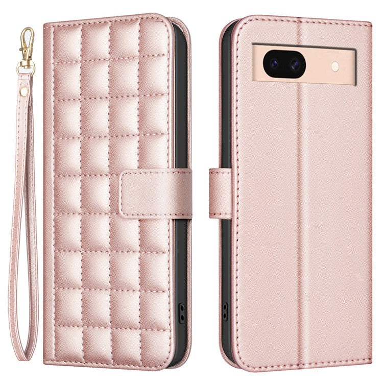 BINFEN COLOR BF34 for Google Pixel 8a Wallet Case Shockproof PU Leather Cover - Rose Gold