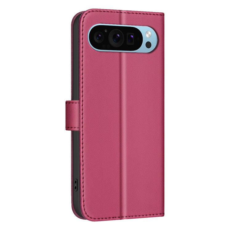 BINFEN COLOR BF34 for Google Pixel 9 Leather Case Wallet Card Slots Phone Cover - Red