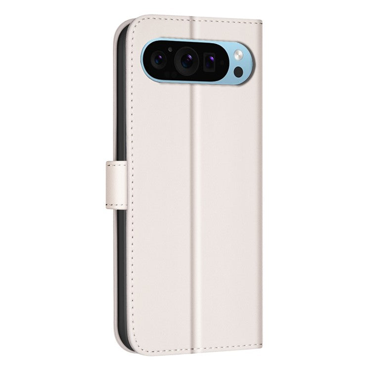BINFEN COLOR BF34 for Google Pixel 9 Leather Case Wallet Card Slots Phone Cover - Beige