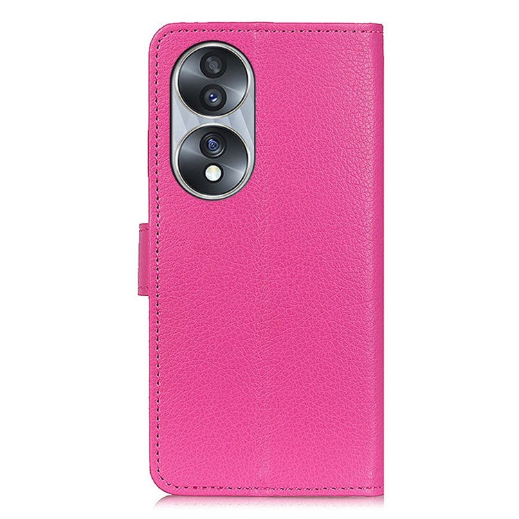 Litchi Texture PU Leather Cover for Honor 70 5G, Anti-scratch Stand Wallet Magnetic Closure Protective Phone Case - Rose