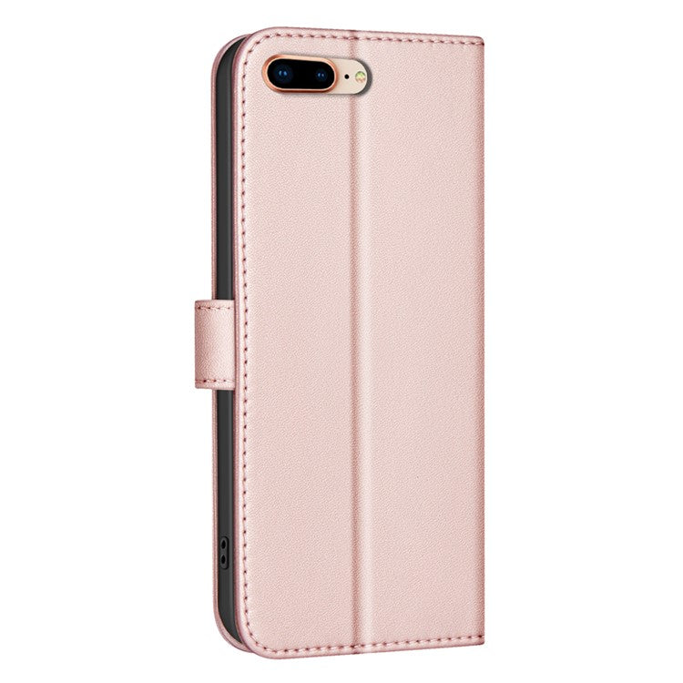 BINFEN COLOR BF34 for iPhone SE (2025) Case Square Grid PU Leather Cover Stand Wallet - Rose Gold