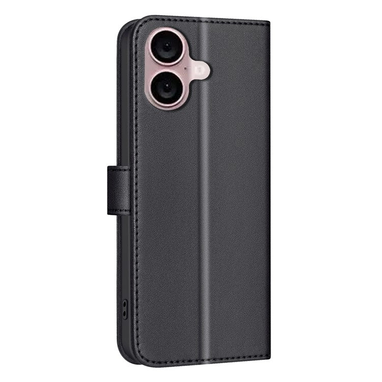 BINFEN COLOR BF34 for iPhone 16 Plus Wallet Case Square Grid PU Leather Phone Cover - Black