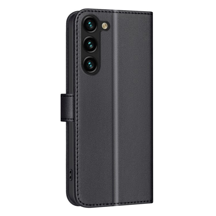 BINFEN COLOR BF34 for Samsung Galaxy S23+ Leather Case Square Grid Wallet Phone Cover - Black