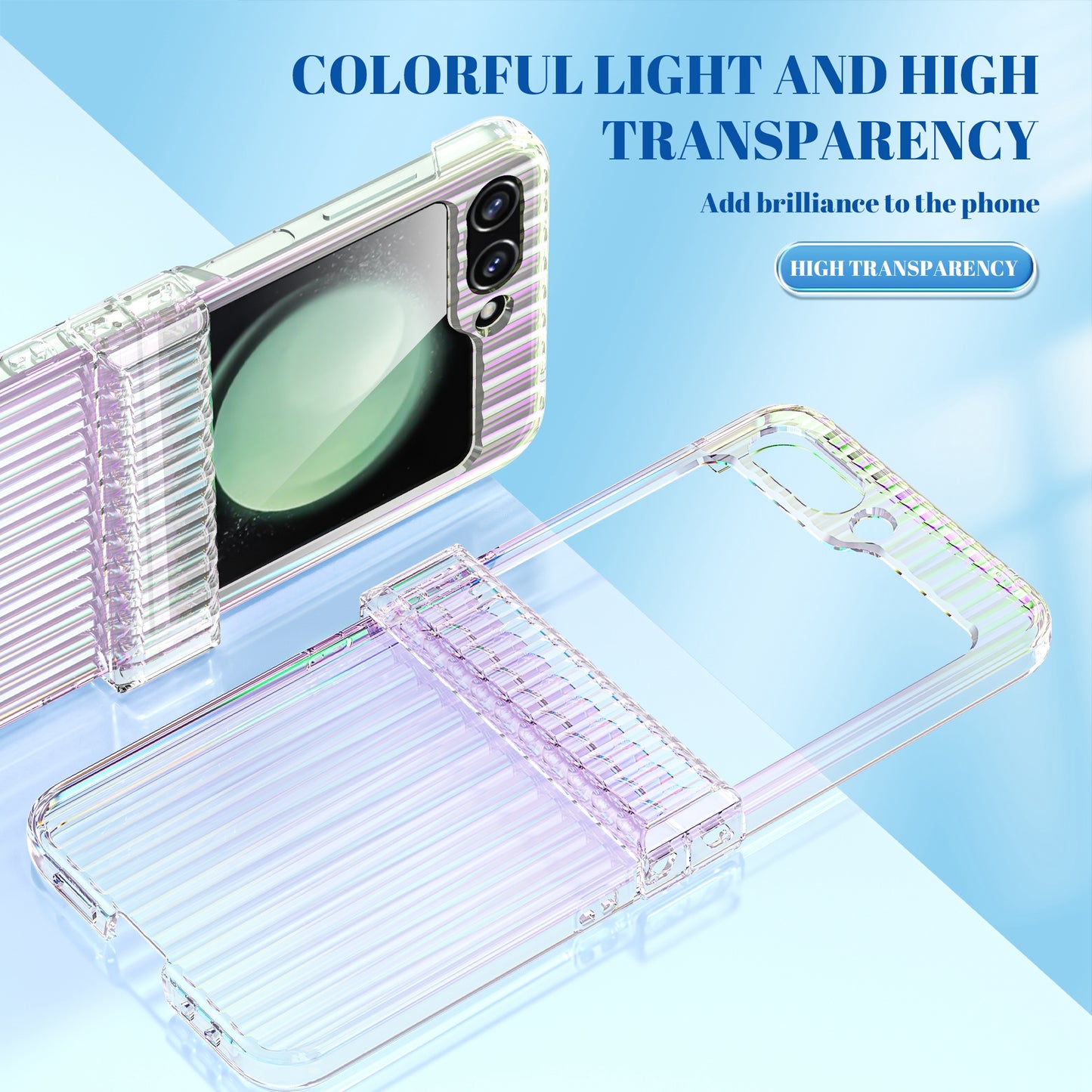 For Samsung Galaxy Z Flip6 5G Case PC Folding Phone Cover with Hinge Protection - Transparent