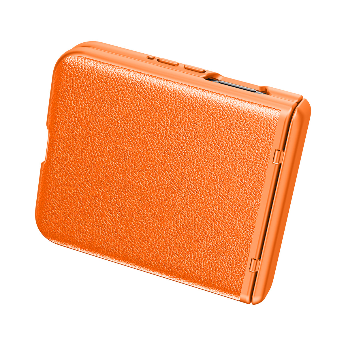 For Motorola Razr 50 Ultra 5G Case Skin-Touch PU Leather Back Cover with Rebound Hinge, Rear Small Screen Protector - Orange