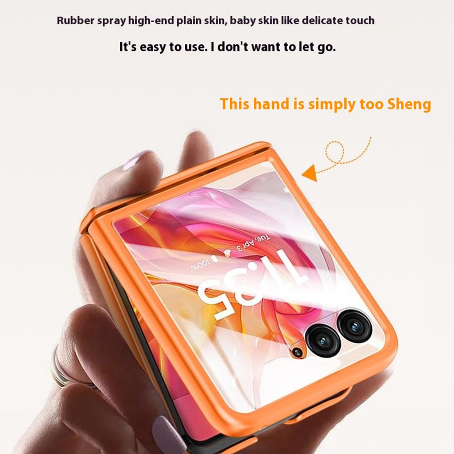 For Motorola Razr 50 Ultra 5G Case Skin-Touch PU Leather Back Cover with Rebound Hinge, Rear Small Screen Protector - Orange