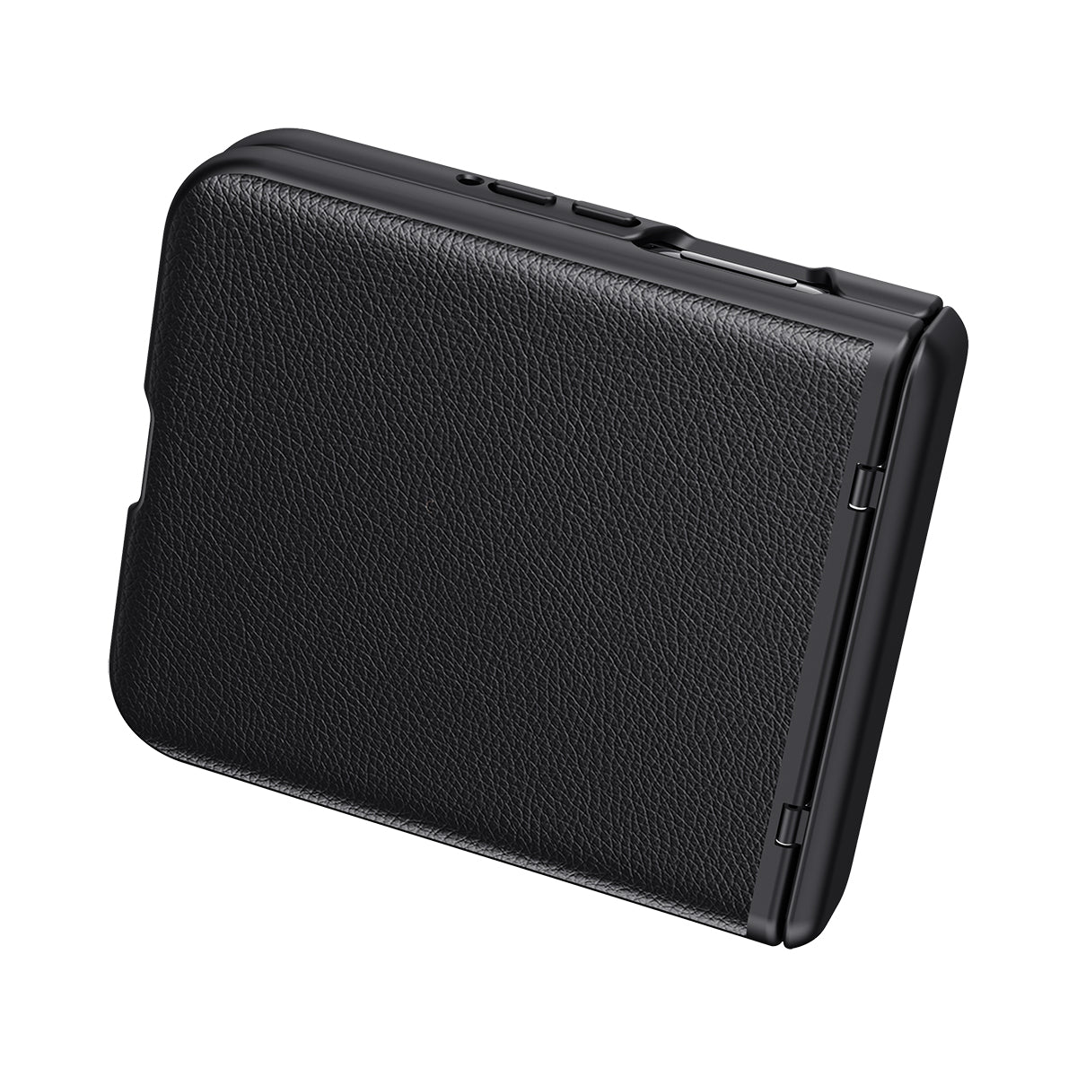 For Motorola Razr 50 Ultra 5G Case Skin-Touch PU Leather Back Cover with Rebound Hinge, Rear Small Screen Protector - Black