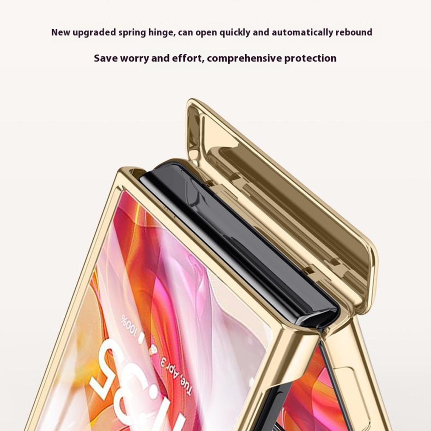 For Motorola Razr 50 Ultra 5G Case with Rear Small Screen Protector Hinge Protection Leather Back Cover Electroplated Edge - Black