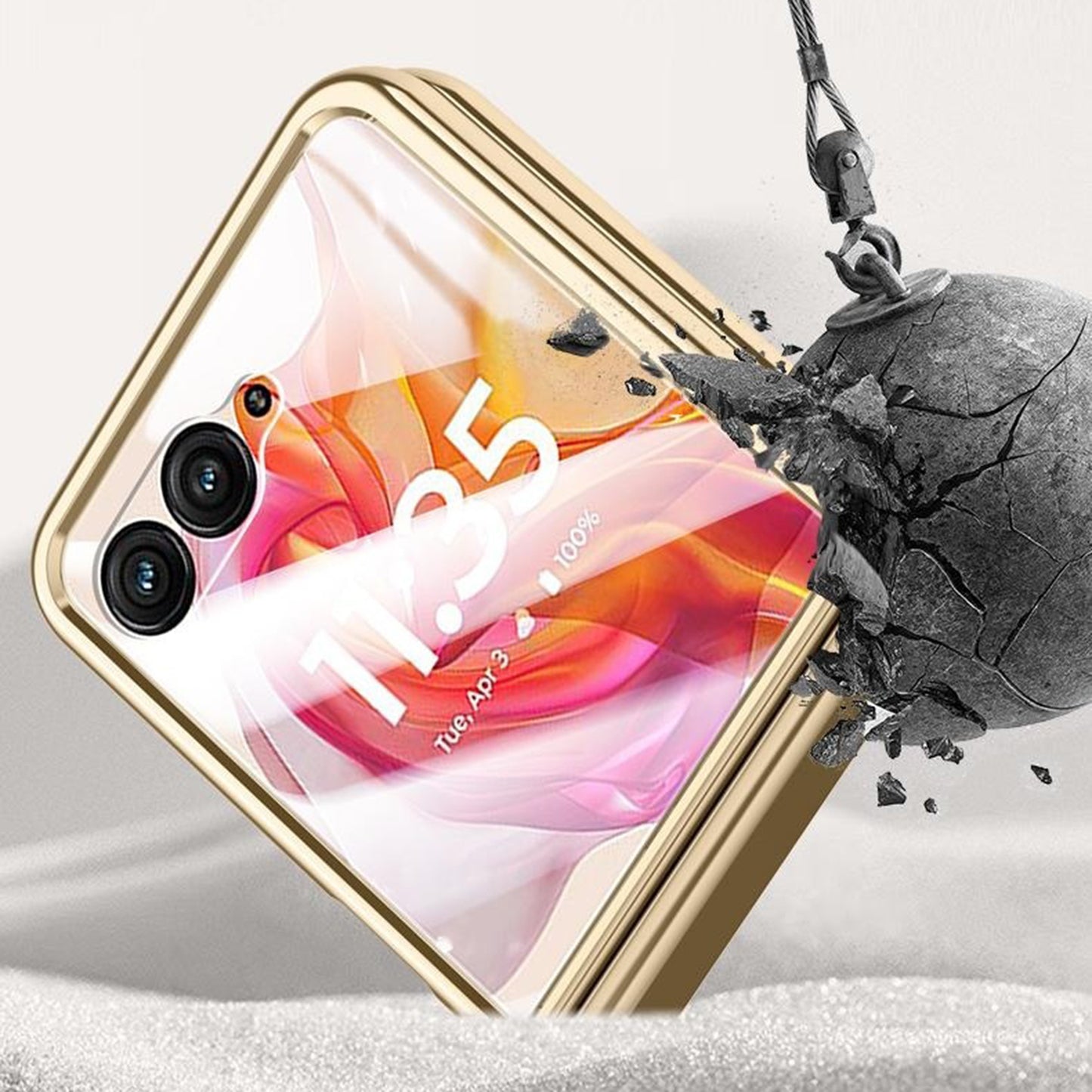 For Motorola Razr 50 Ultra 5G Case with Rear Small Screen Protector Hinge Protection Leather Back Cover Electroplated Edge - Orange