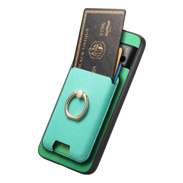 For Google Pixel 8 Pro Magnetic Case Detachable Card Holder Leather+TPU Phone Cover - Green