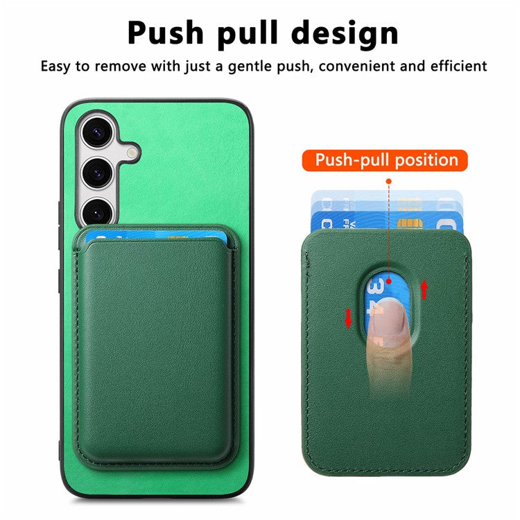 B2 For Samsung Galaxy S23 FE Case Detachable Magnetic Card Holder Leather+TPU Cover - Green