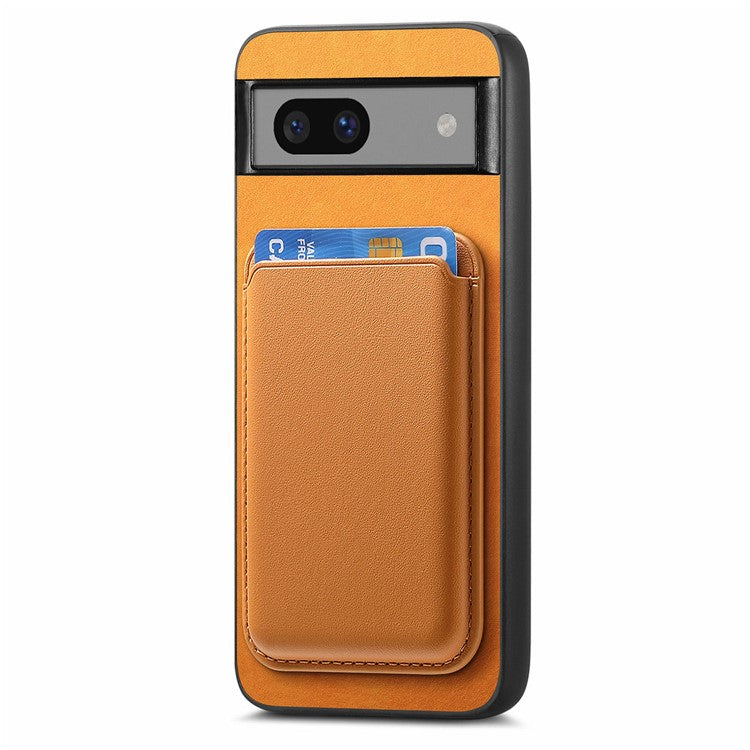 B2 For Google Pixel 7a Magnetic Case Detachable Card Holder Leather+TPU Phone Cover - Orange