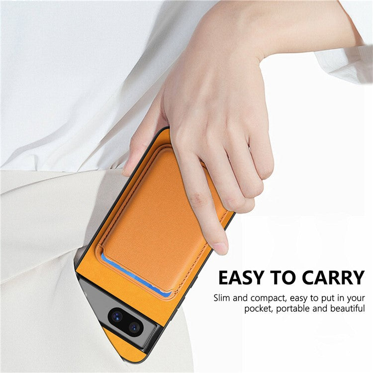 B2 For Google Pixel 7a Magnetic Case Detachable Card Holder Leather+TPU Phone Cover - Orange