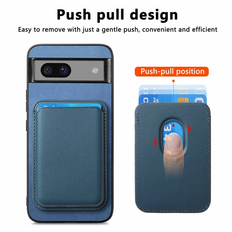 B2 For Google Pixel 7a Magnetic Case Detachable Card Holder Leather+TPU Phone Cover - Blue