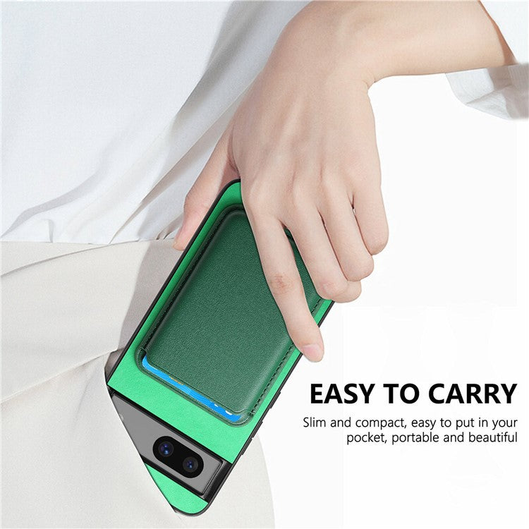 B2 For Google Pixel 7a Magnetic Case Detachable Card Holder Leather+TPU Phone Cover - Green