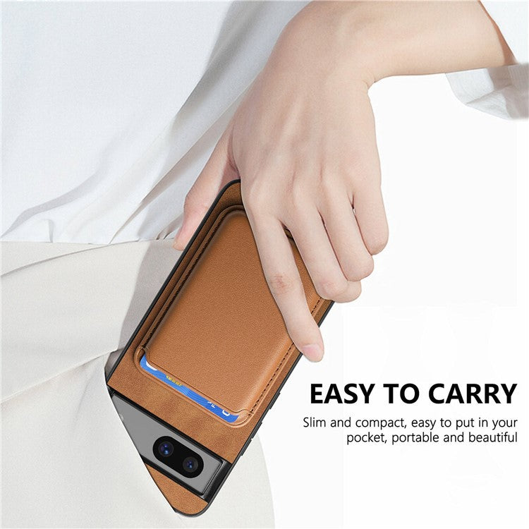 B2 For Google Pixel 7a Magnetic Case Detachable Card Holder Leather+TPU Phone Cover - Brown