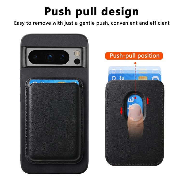 B2 For Google Pixel 8 Pro Case Card Bag Magnetic Phone Cover Detachable 2-in-1 - Black