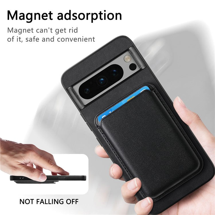 B2 For Google Pixel 8 Pro Case Card Bag Magnetic Phone Cover Detachable 2-in-1 - Black