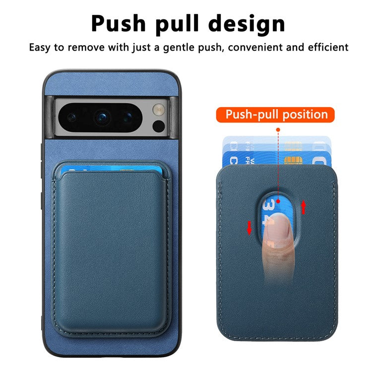 B2 For Google Pixel 8 Pro Case Card Bag Magnetic Phone Cover Detachable 2-in-1 - Blue