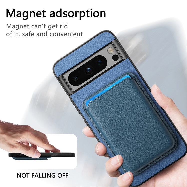B2 For Google Pixel 8 Pro Case Card Bag Magnetic Phone Cover Detachable 2-in-1 - Blue